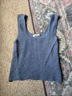 NATURAL LIFE Slate Blue Textured Scoop Tank